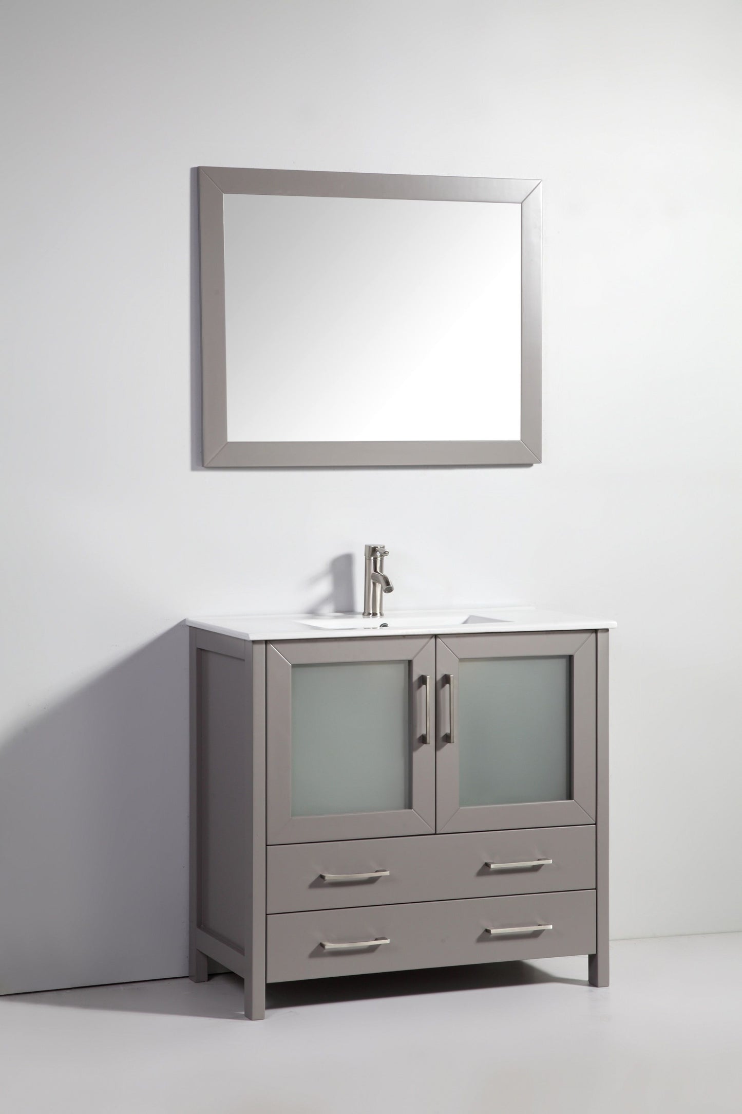 36 Inch Single Sink Bathroom Vanity in Gray with Ceramic Countertop - Vanity Art VA3036G