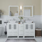 60 Inch Double Sink Bathroom Vanity in White with Marble Countertop - Vanity Art VA3124-60W