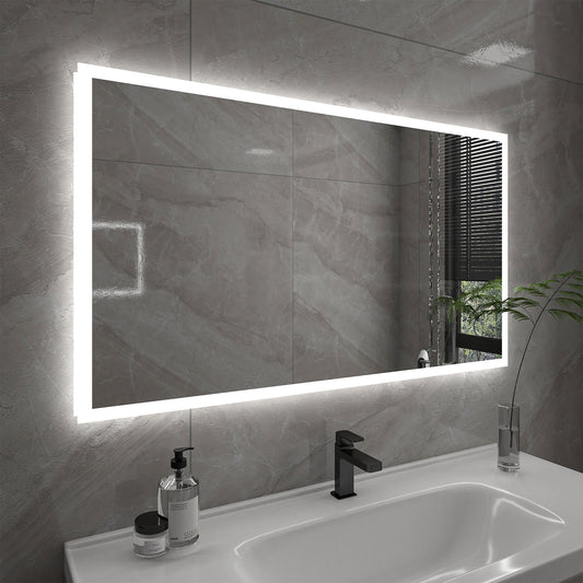 Rectangular 60 Inch x 27.5 Inch LED Bathroom Mirror with Touch Sensor - Vanity Art VA3D-60