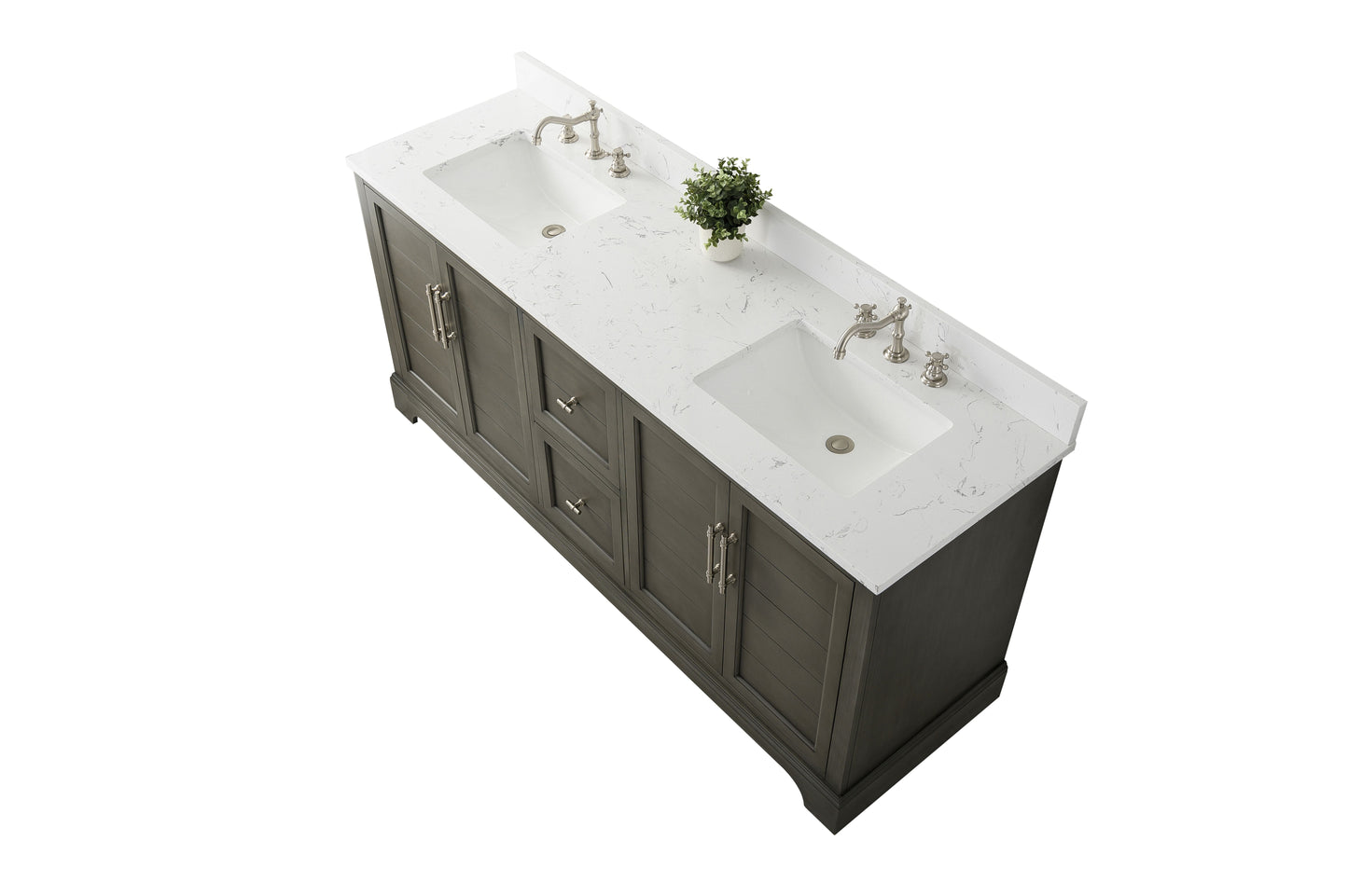 72 Inch Double Sink Bathroom Vanity in Gray with Marble Countertop & Backsplash - Vanity Art VA5072-DSG