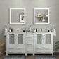 72 Inch Double Sink Bathroom Vanity in White with Ceramic Countertop - Vanity Art VA3030-72W