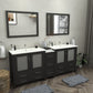 84 Inch Double Sink Bathroom Vanity in Espresso with Ceramic Countertop - Vanity Art VA3036-84E