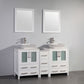 60 Inch Double Sink Bathroom Vanity in White with Marble Countertop - Vanity Art VA3124-60W