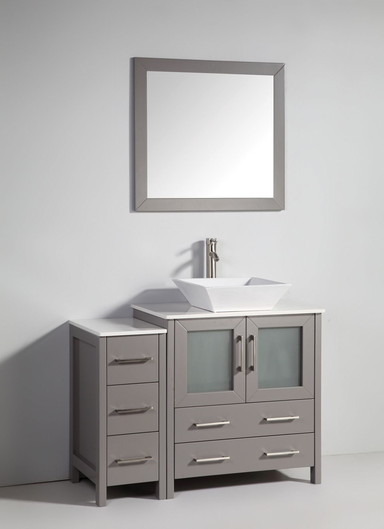 42 Inch Single Sink Bathroom Vanity in Gray with Marble Countertop - Vanity Art VA3130-42G