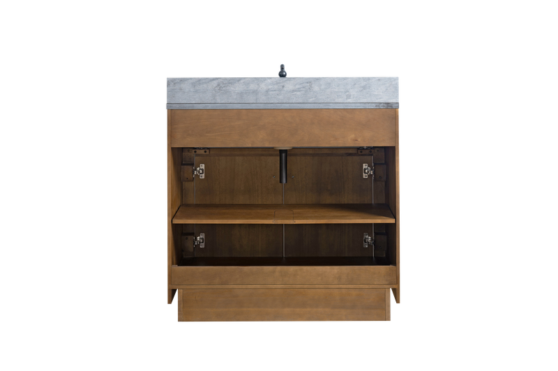 36 Inch Single Sink Bathroom Vanity in Tan with Limestone Top - Vanity Art VA7036-T-BT