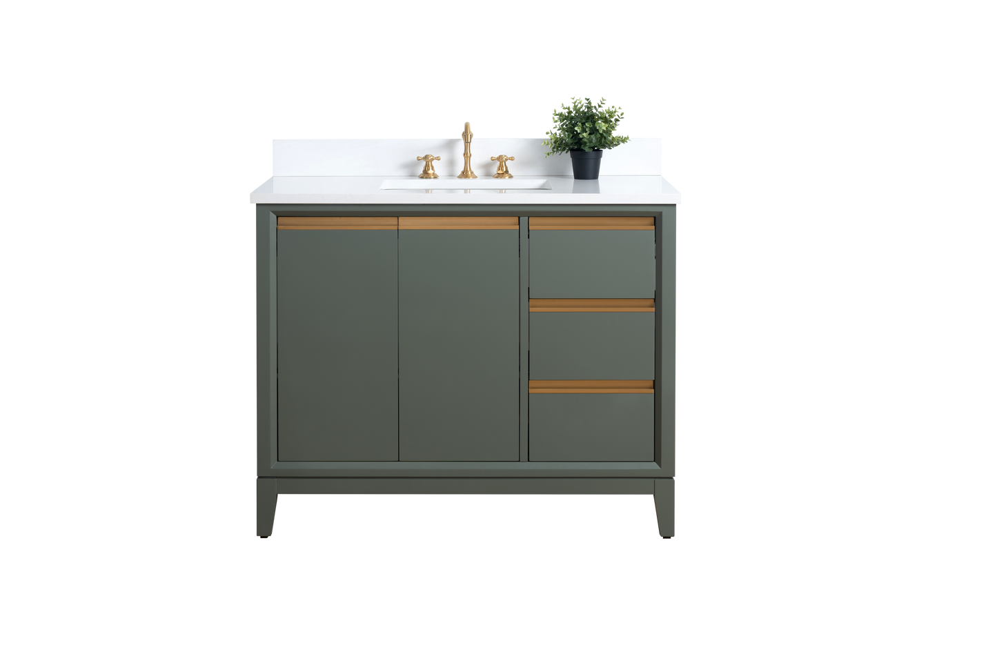 42 Inch Single Sink Bathroom Vanity in Vintage Green with Marble Countertop - Vanity Art VA8042-VG