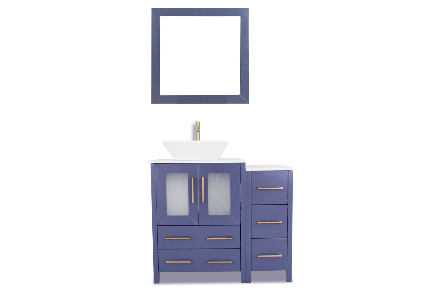 36 Inch Single Sink Bathroom Vanity in Blue with Marble Countertop - Vanity Art VA3124-36B