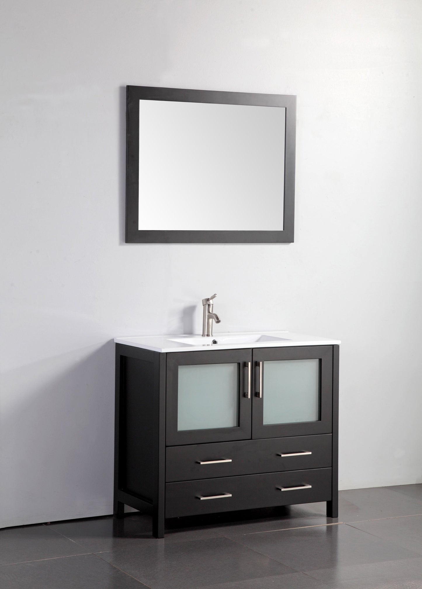 108 Inch Double Sink Bathroom Vanity in Espresso with Ceramic Countertop - Vanity Art VA3036-108E