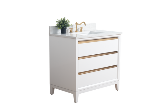 36 Inch Single Sink Bathroom Vanity in White with Marble Countertop - Vanity Art VA8036-W