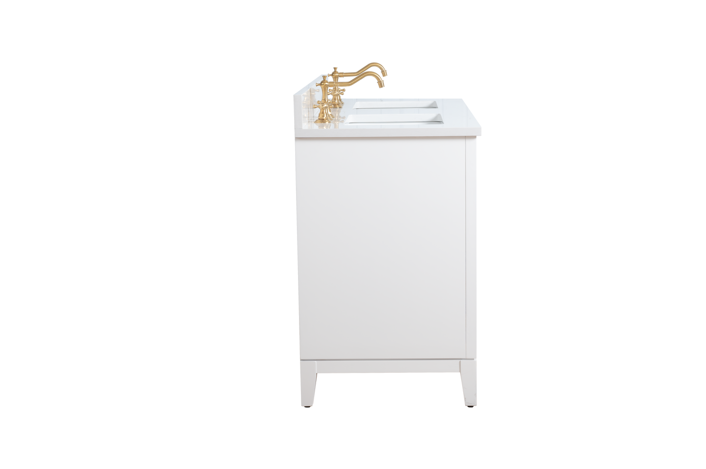 54 Inch Double Sink Bathroom Vanity in White with Marble Countertop - Vanity Art VA8054-DW