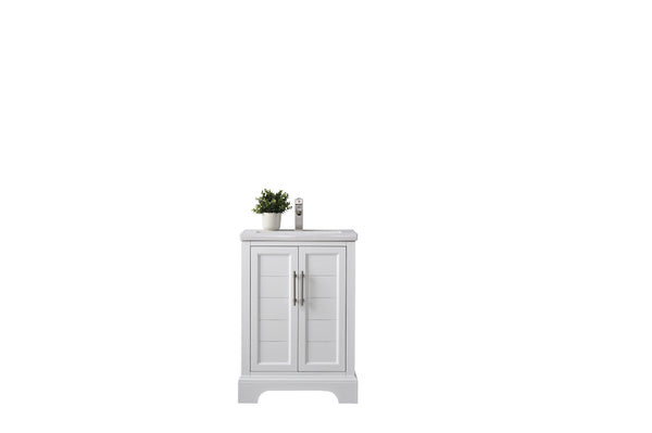 24 Inch Single Sink Bathroom Vanity in White with Ceramic Sink and Countertop - Vanity Art VA5024-W