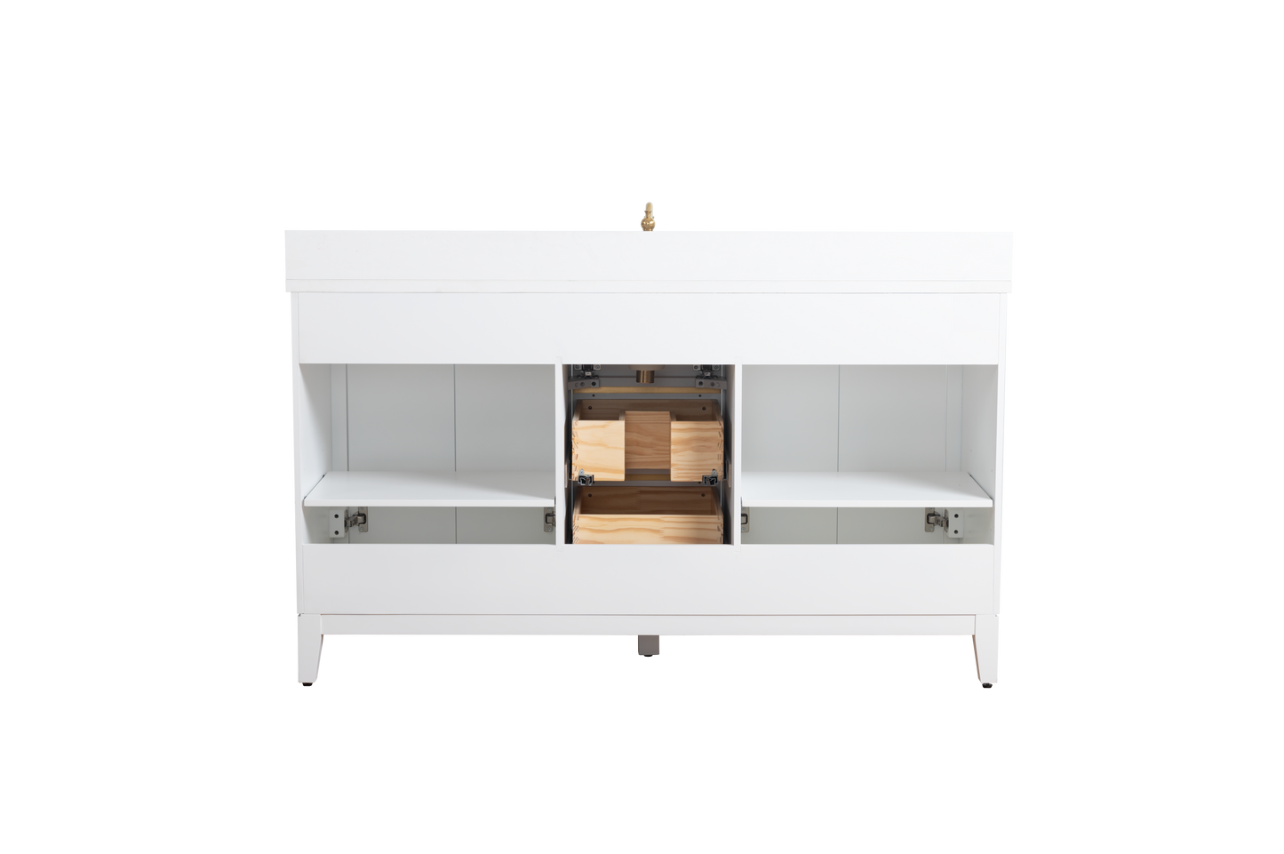 60 Inch Single Sink Bathroom Vanity in White with Marble Countertop - Vanity Art VA8060-SW