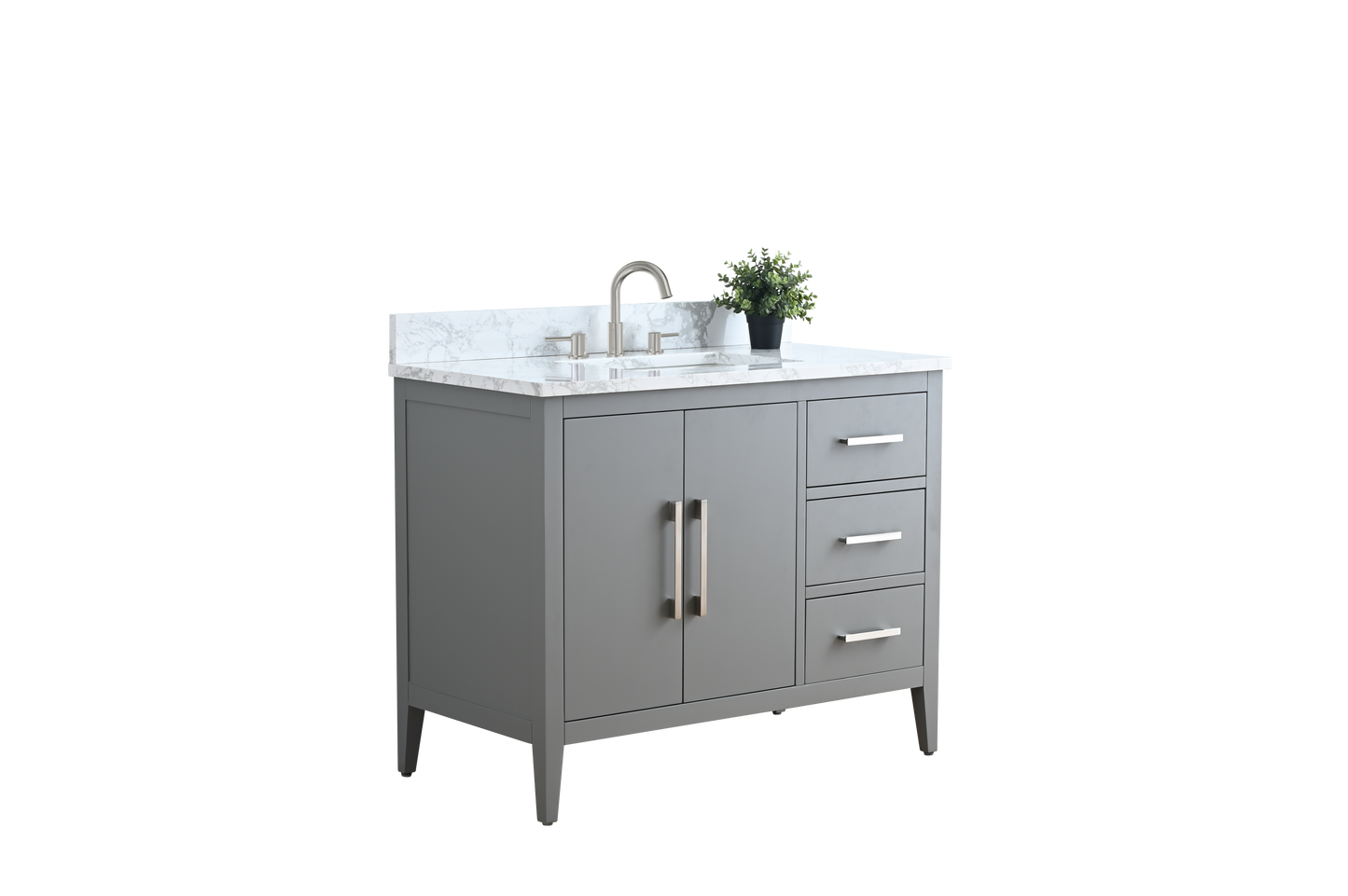 42 Inch Single Sink Bathroom Vanity in Cashmere Gray with Marble Countertop - Vanity Art VA9042-G