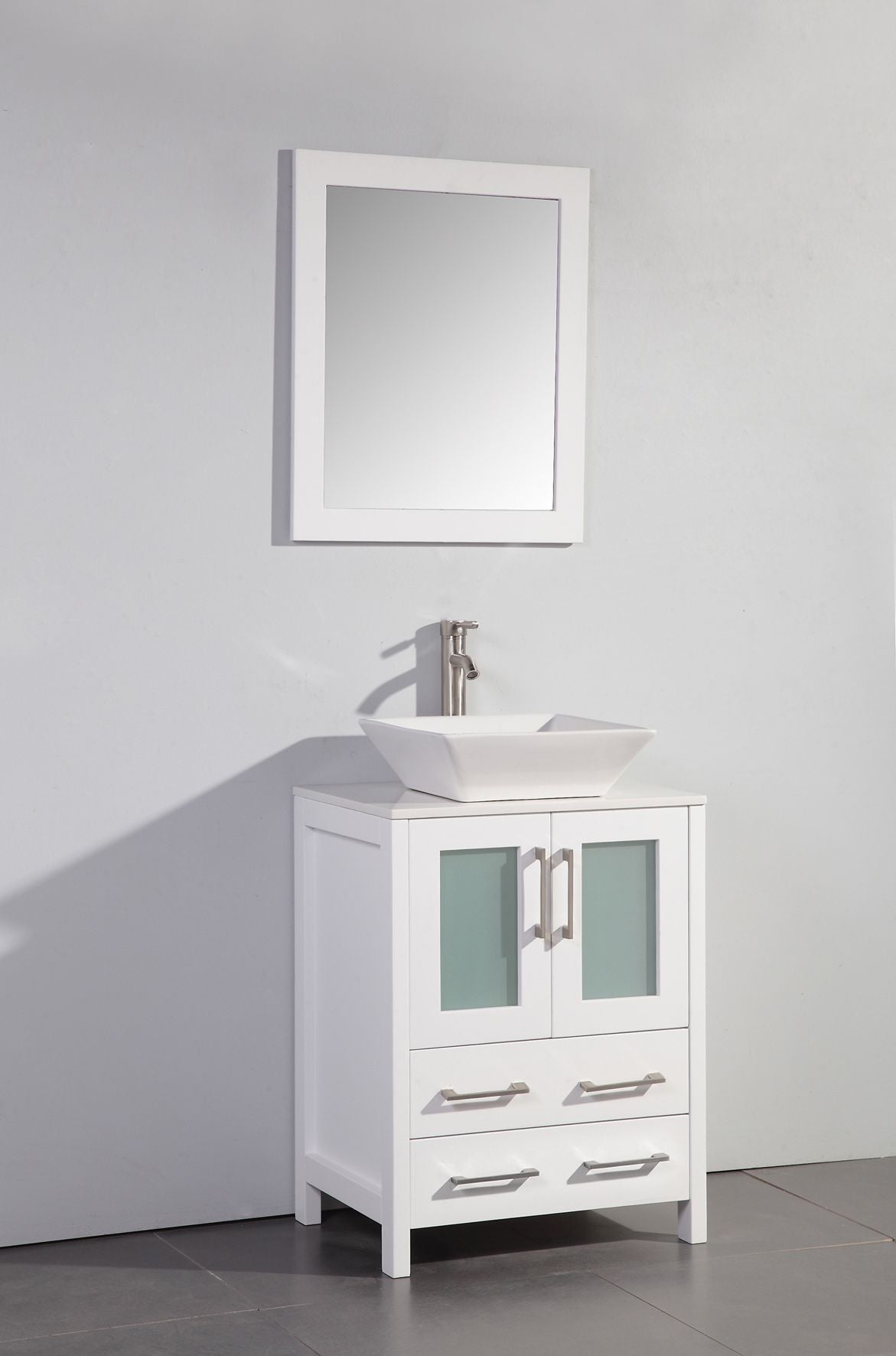 24 Inch Single Sink Bathroom Vanity in White with Marble Countertop - Vanity Art VA3124W