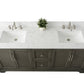 72 Inch Double Sink Bathroom Vanity in Gray with Marble Countertop & Backsplash - Vanity Art VA5072-DSG