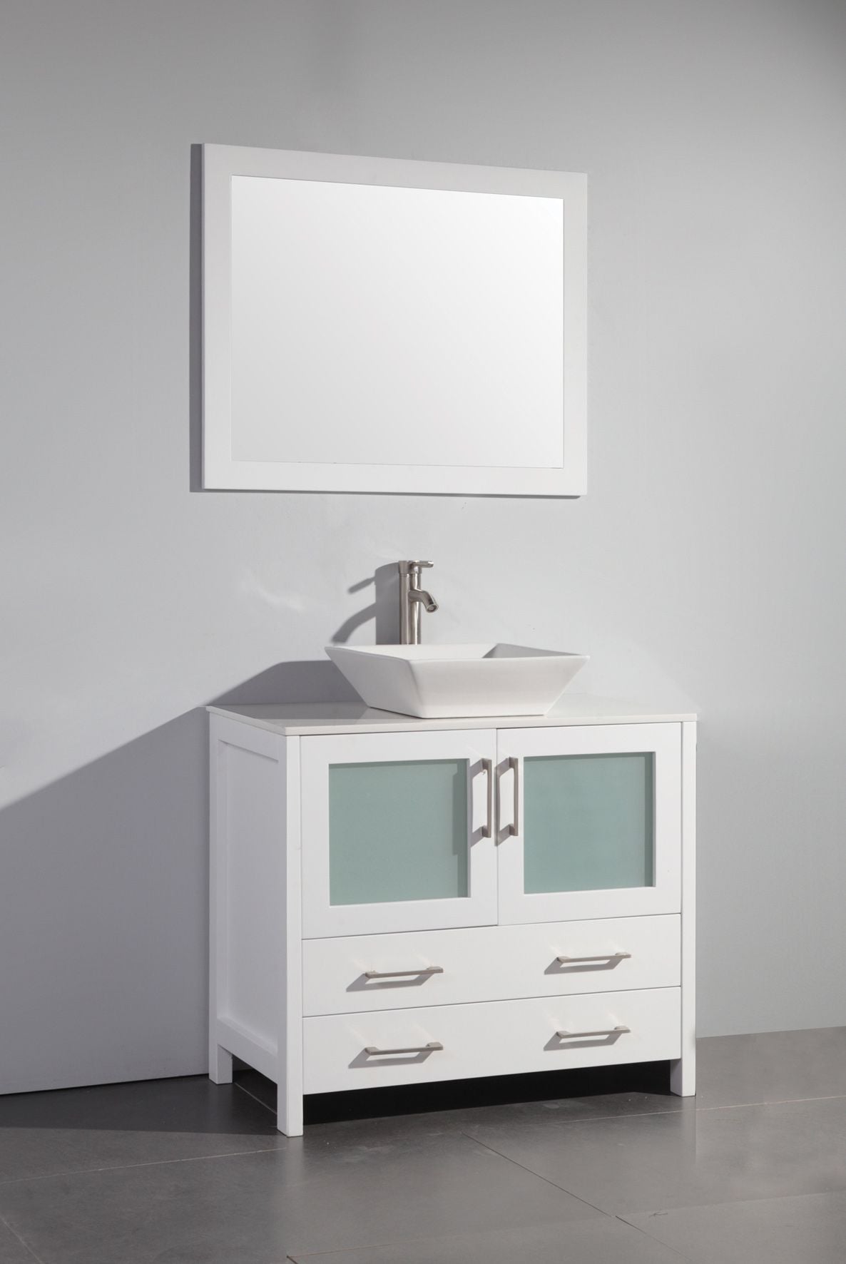 36 Inch Single Sink Bathroom Vanity in White with Marble Countertop - Vanity Art VA3136W