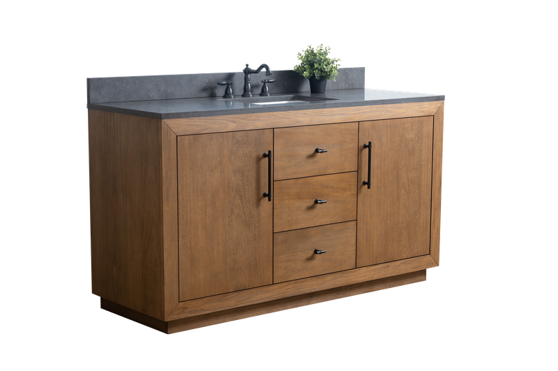 60 Inch Single Sink Bathroom Vanity in Tan with Limestone Top - Vanity Art VA7060-ST-BT