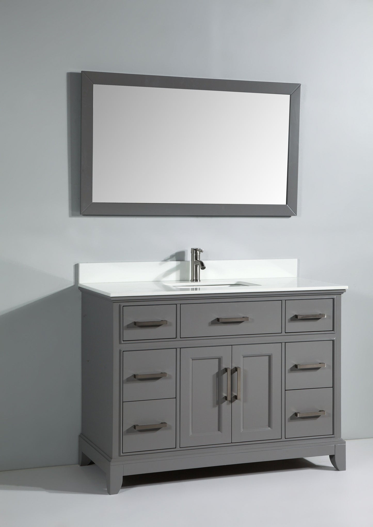 48 Inch Single Sink Bathroom Vanity in Gray with White Marble Countertop - Vanity Art VA1048G