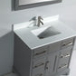 36 Inch Single Sink Bathroom Vanity in Gray with White Marble Countertop - Vanity Art VA1036G