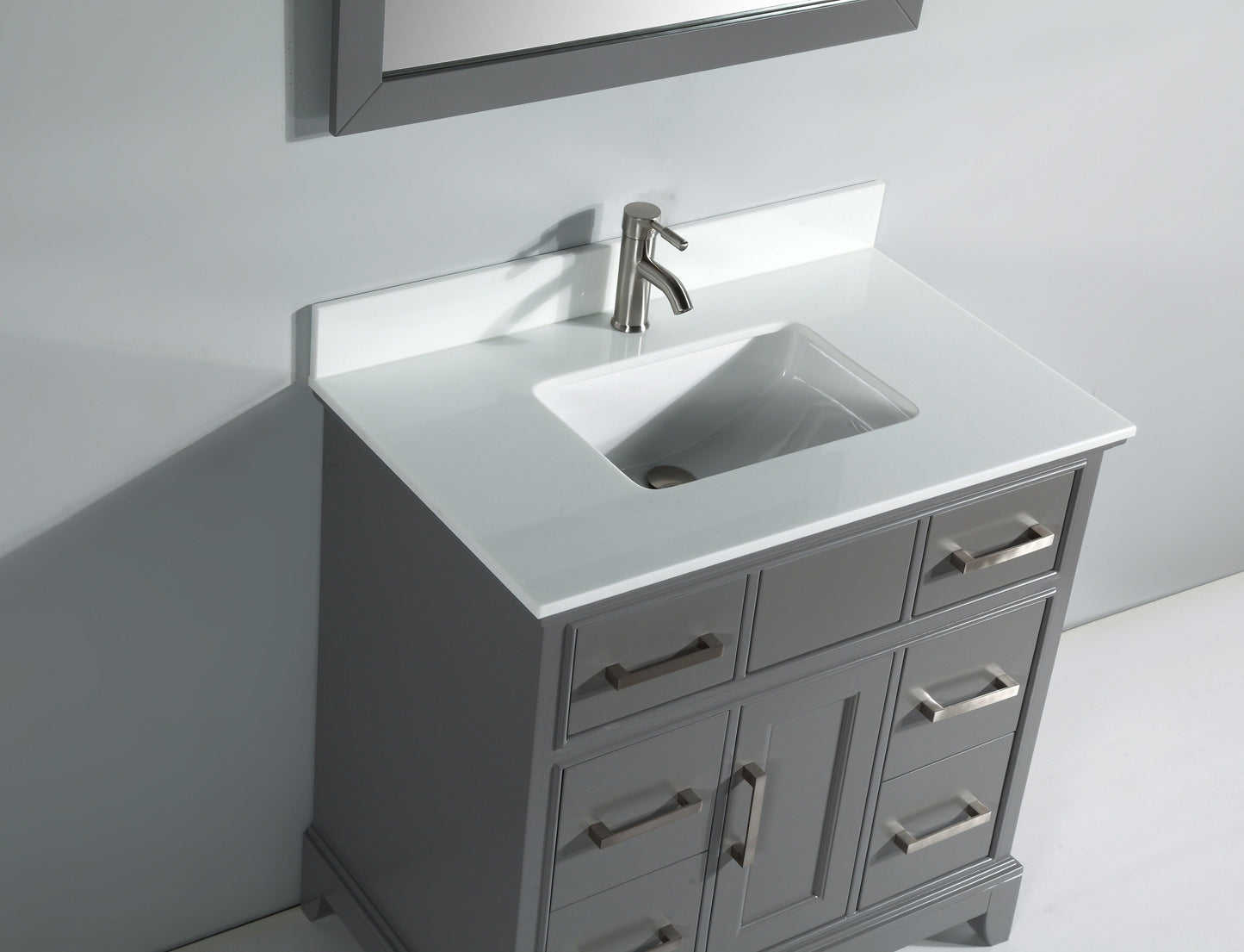 36 Inch Single Sink Bathroom Vanity in Gray with White Marble Countertop - Vanity Art VA1036G