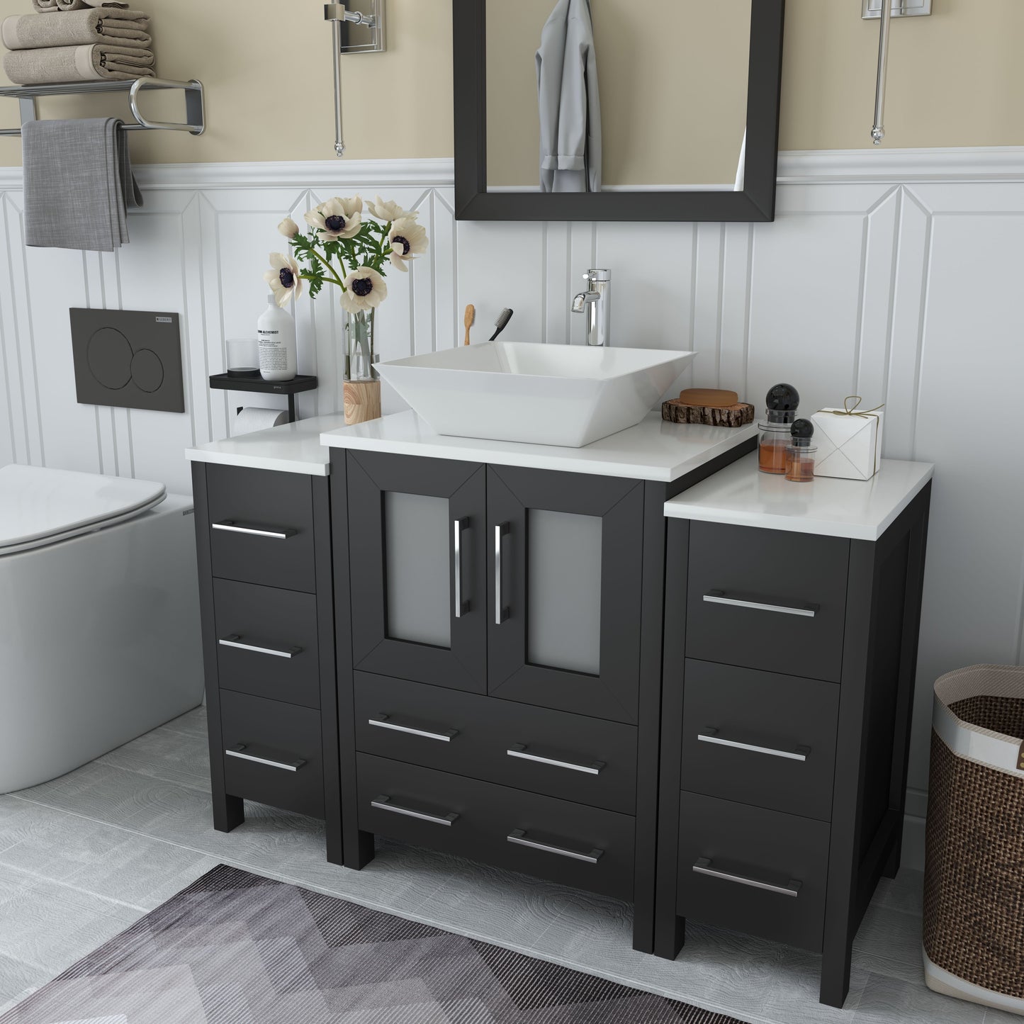 48 Inch Single Sink Bathroom Vanity in Espresso with Marble Countertop - Vanity Art VA3124-48E