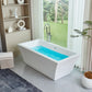 67 Inch Freestanding White Acrylic Bathtub with Overflow And Pop-Up Drain - Vanity Art VA6817-L-PC