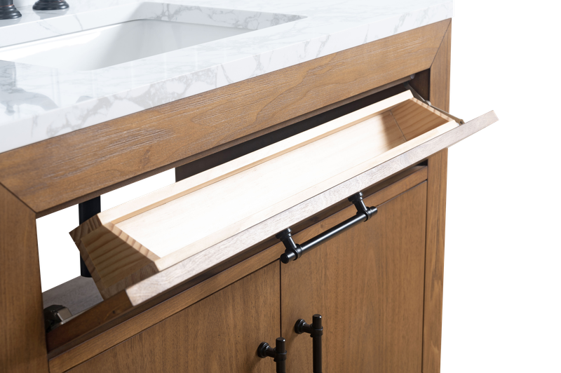 36 Inch Single Sink Bathroom Vanity in Tan with Marble Countertop - Vanity Art VA7036-T-ET