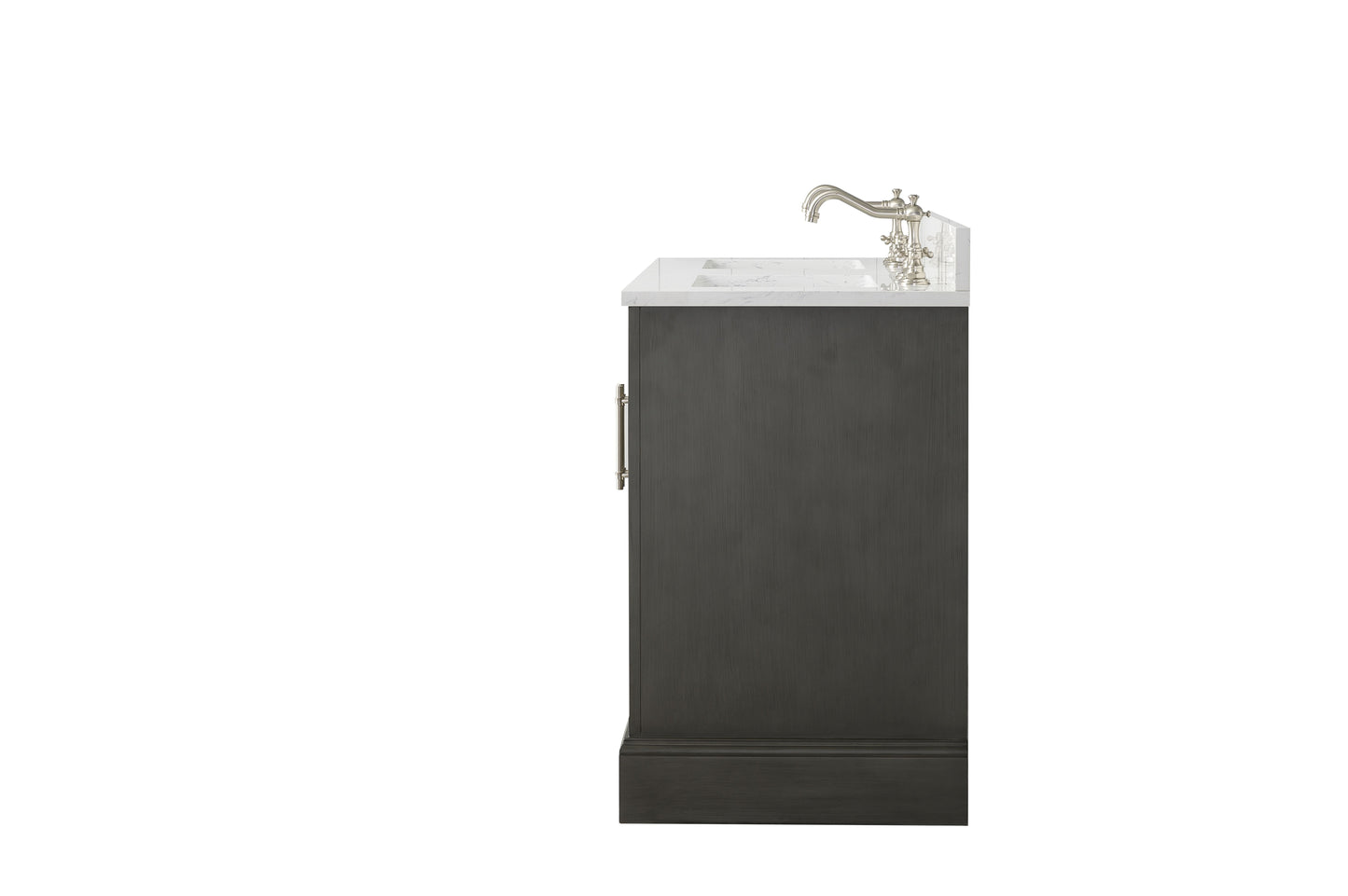 54 Inch Double Sink Bathroom Vanity in Gray with Marble Countertop & Backsplash - Vanity Art VA5054-SG