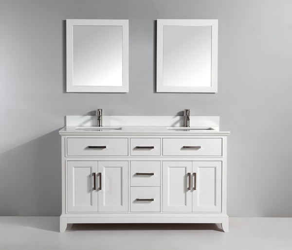 72 Inch Single Sink Bathroom Vanity in White with White Marble Countertop - Vanity Art VA1072DW