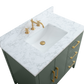 36 Inch Single Sink Bathroom Vanity in Vintage Green with Marble Countertop - Vanity Art VA9036-VG