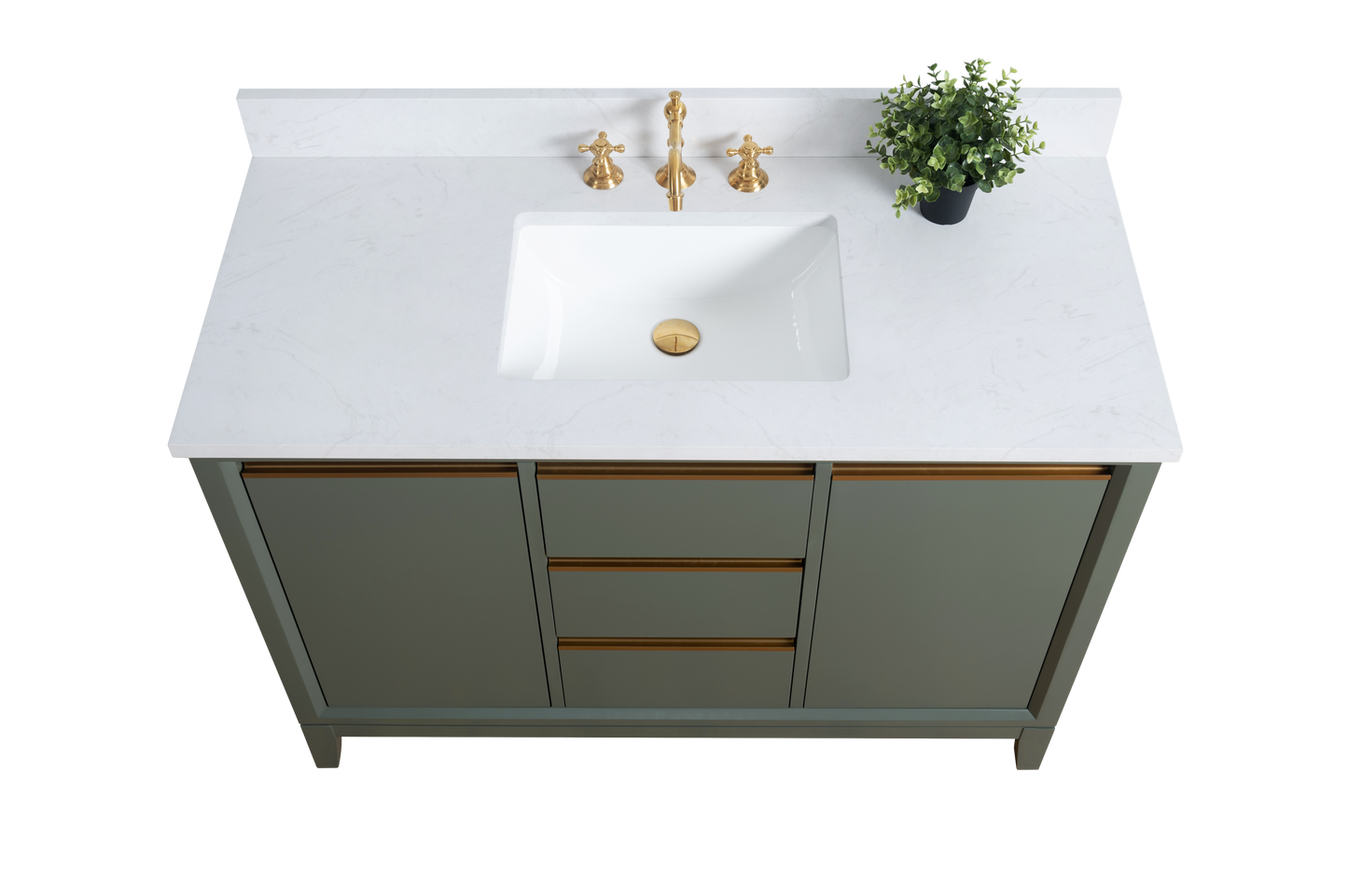 48 Inch Single Sink Bathroom Vanity in Vintage Green with Marble Countertop - Vanity Art VA8048-VG