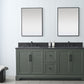 72 Inch Double Sink Bathroom Vanity in Vintage Green with Marble Countertop & Backsplash - Vanity Art VA5072-DVG