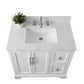 36 Inch Single Sink Bathroom Vanity in White with Marble Countertop & Backsplash - Vanity Art VA5036-W