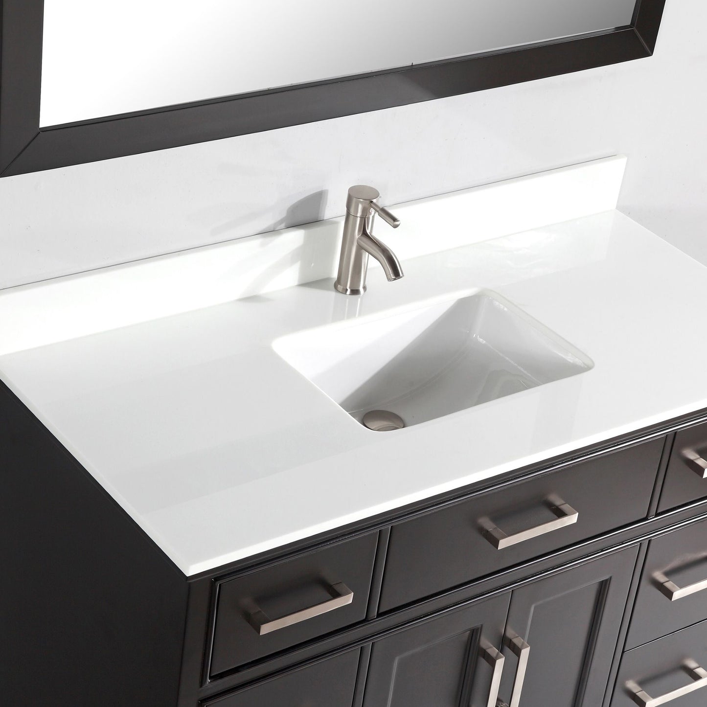 60 Inch Single Sink Bathroom Vanity in Espresso with White Marble Countertop - Vanity Art VA1060SE