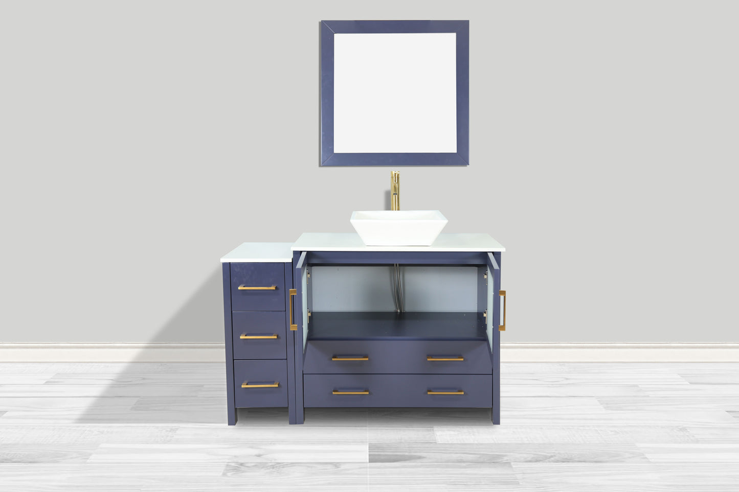 48 Inch Single Sink Bathroom Vanity in Blue with Marble Countertop - Vanity Art VA3136-48B