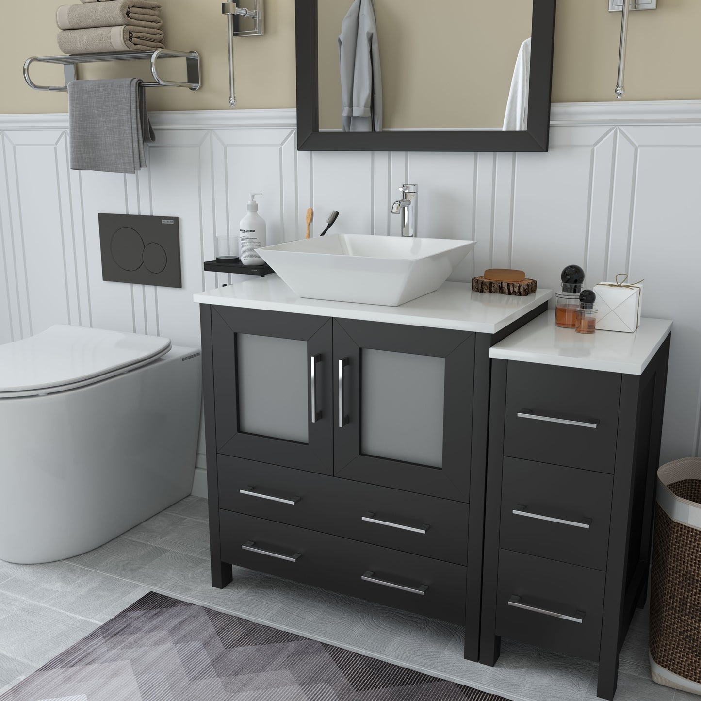 42 Inch Single Sink Bathroom Vanity in Espresso with Marble Countertop - Vanity Art VA3130-42E