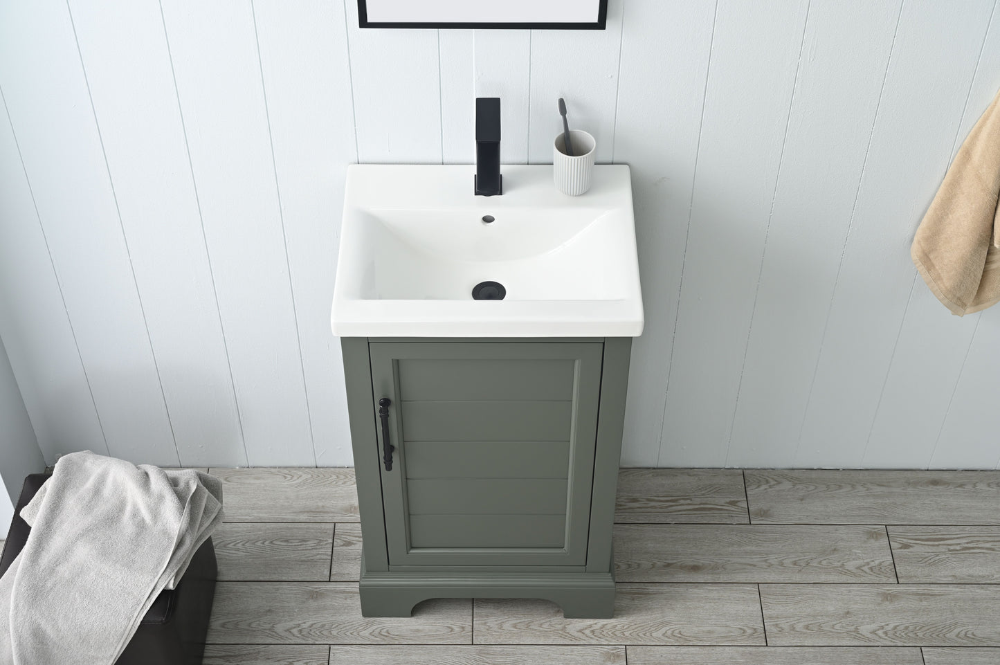 20 Inch Single Sink Bathroom Vanity in Vintage Green with Ceramic Sink and Countertop - Vanity Art VA5020-VG