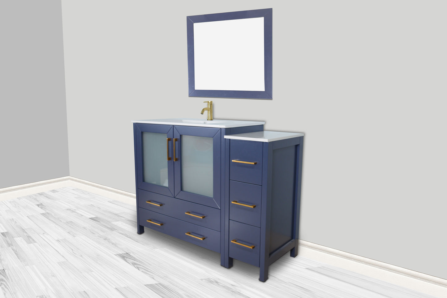 48 Inch Single Sink Bathroom Vanity in Blue with Ceramic Countertop - Vanity Art VA3036-48B