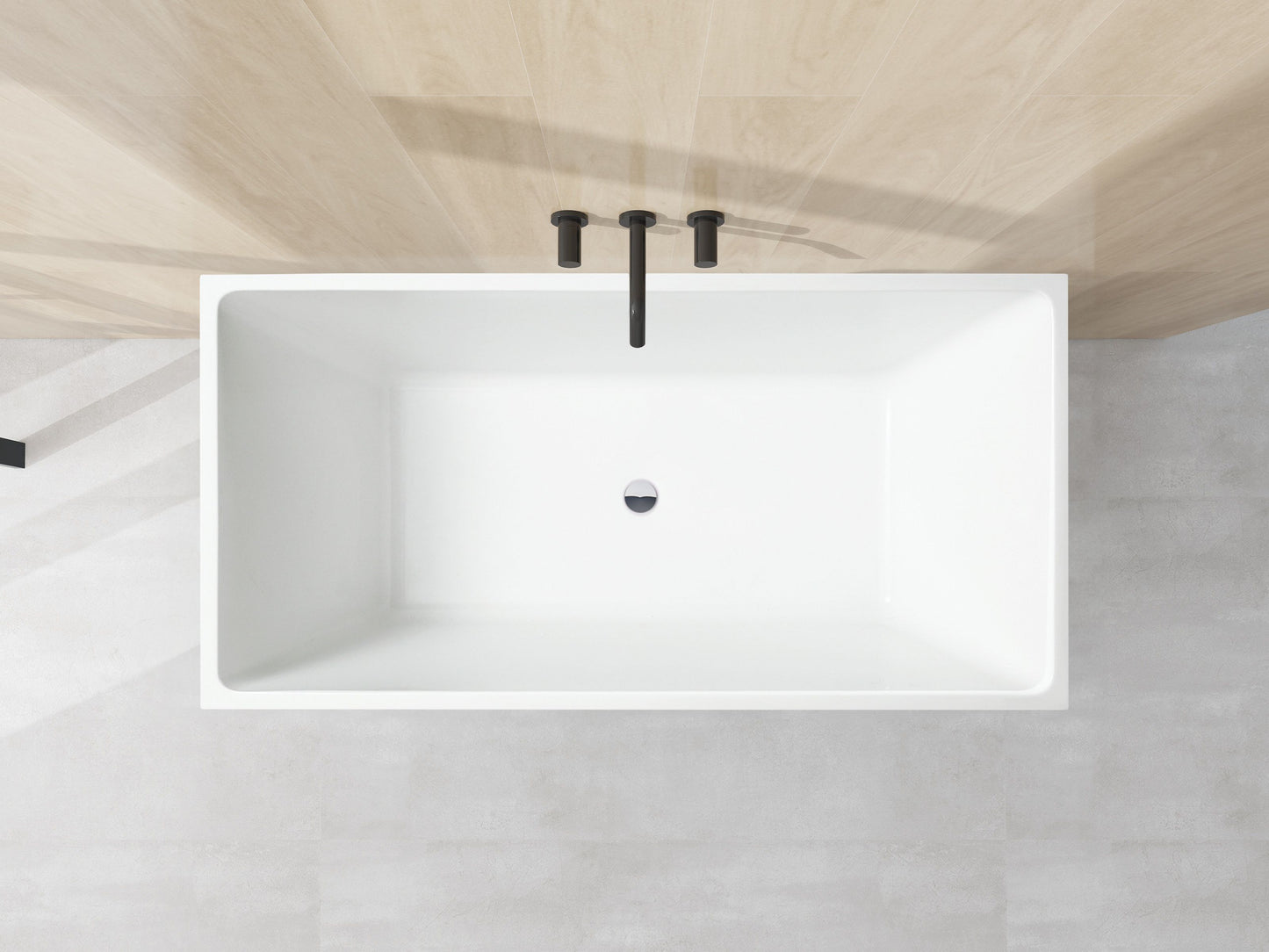 59 Inch Freestanding White Acrylic Bathtub with Overflow And Pop-Up Drain - Vanity Art VA6813B-S-MB