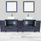 96 Inch Double Sink Bathroom Vanity in Blue with Marble Countertop - Vanity Art VA3130-96B