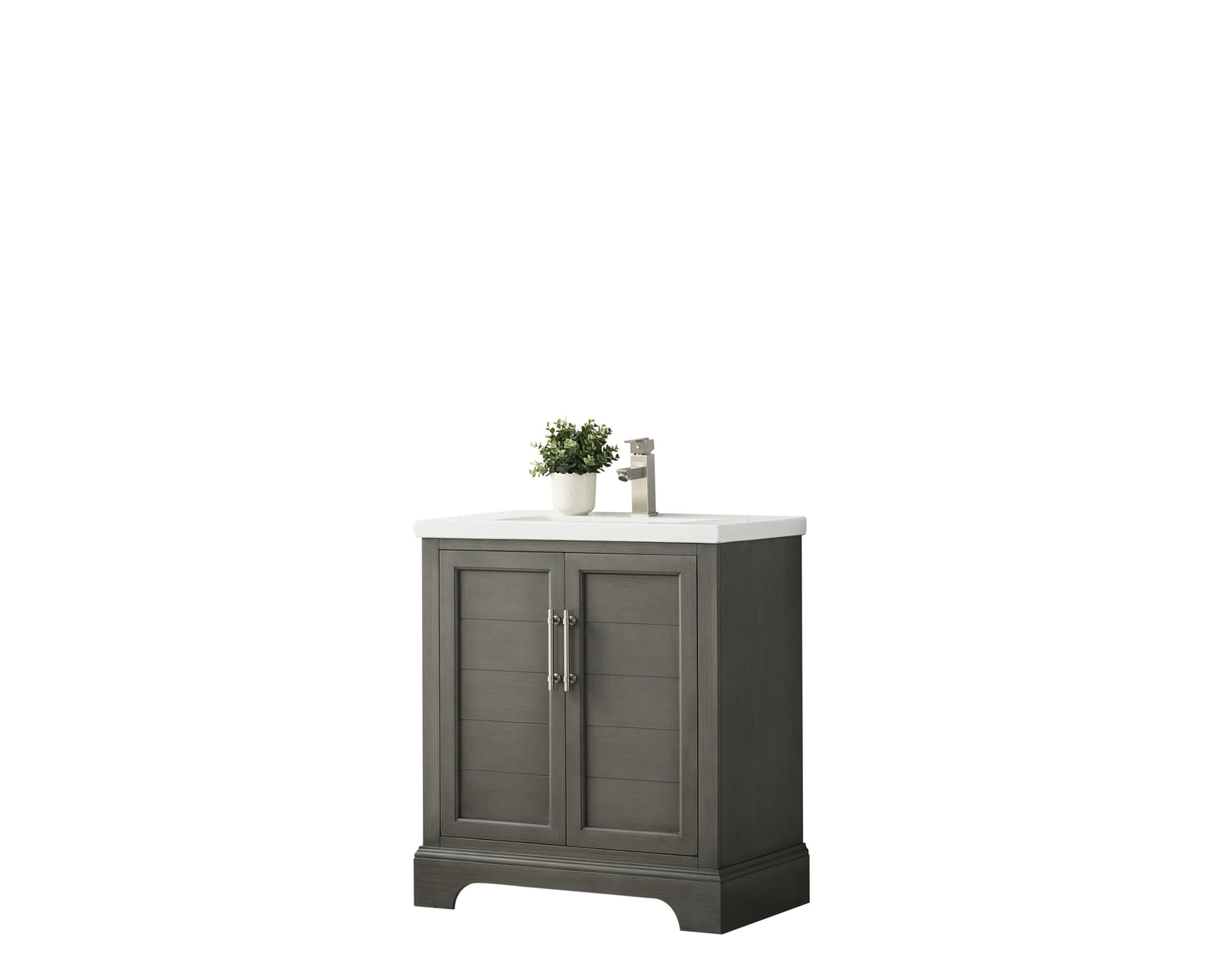 30 Inch Single Sink Bathroom Vanity in Gray with Ceramic Sink and Countertop - Vanity Art VA5030-SG