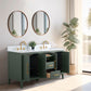 60 Inch Double Sink Bathroom Vanity in Vintage Green with Marble Countertop - Vanity Art VA9060-DVG