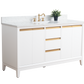 60 Inch Single Sink Bathroom Vanity in White with Marble Countertop - Vanity Art VA8060-SW