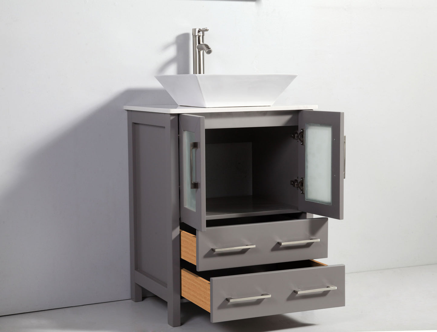 36 Inch Single Sink Bathroom Vanity in Gray with Marble Countertop - Vanity Art VA3124-36G