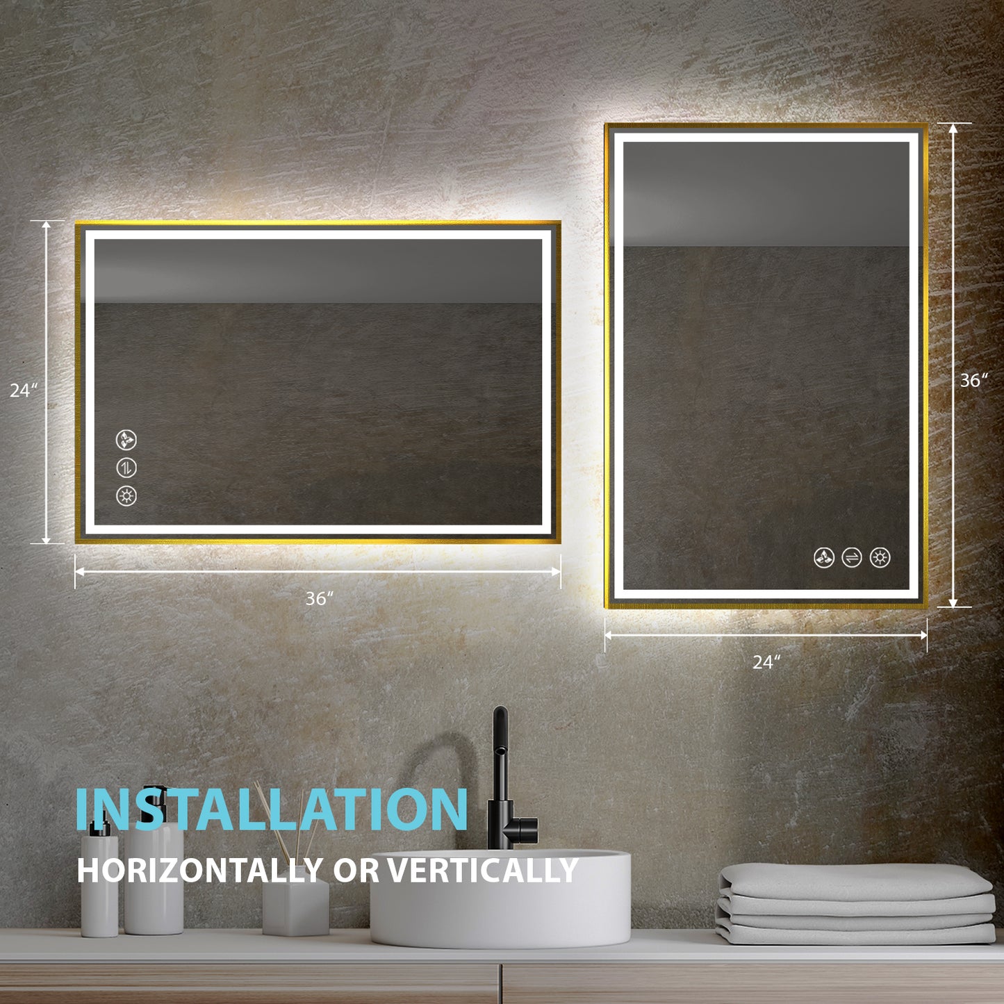 Blossom Stellar - 24" LED Mirror Brushed Gold Frame LED M4 2436 BG