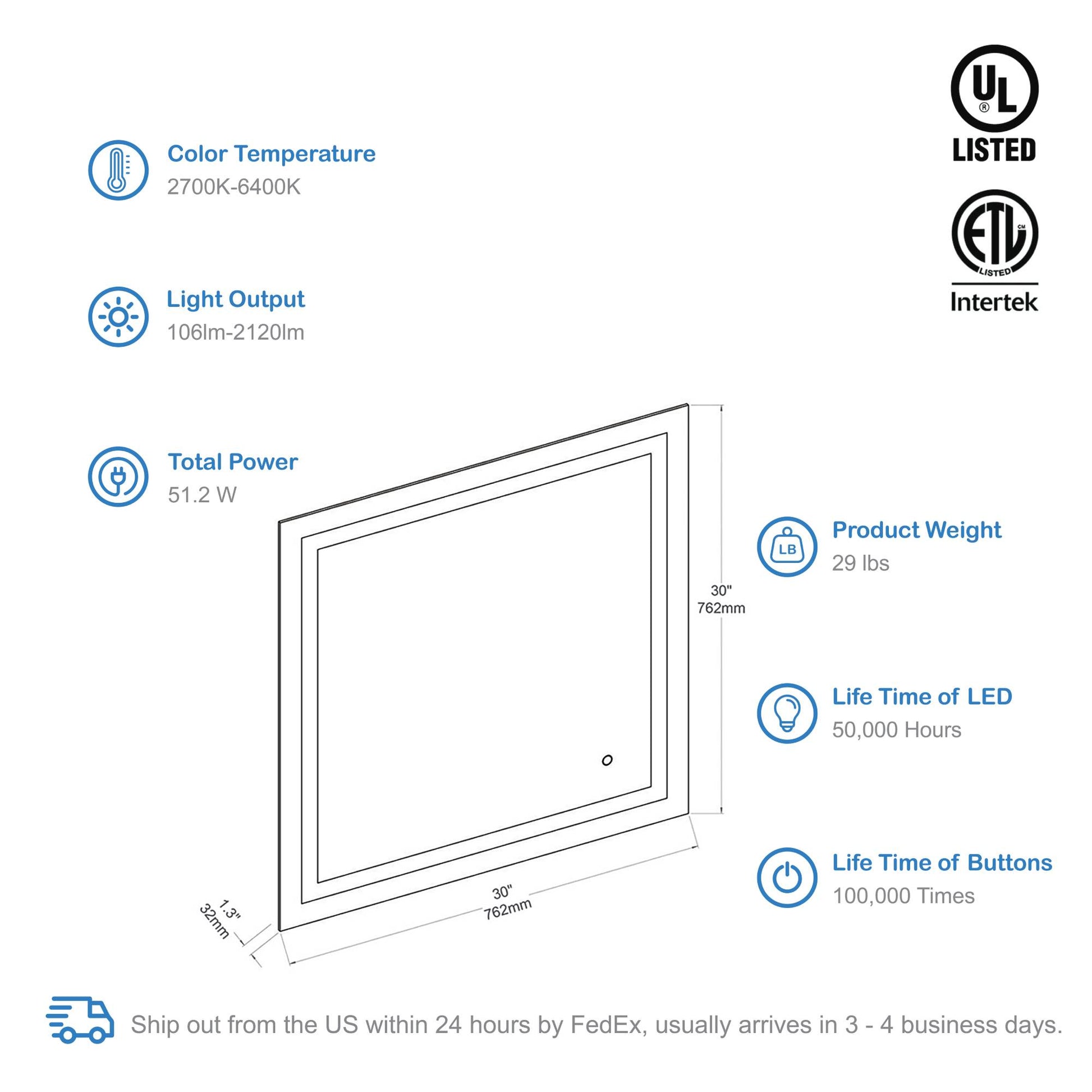 Blossom Lyra - 30'' LED Mirror LED M8 3030