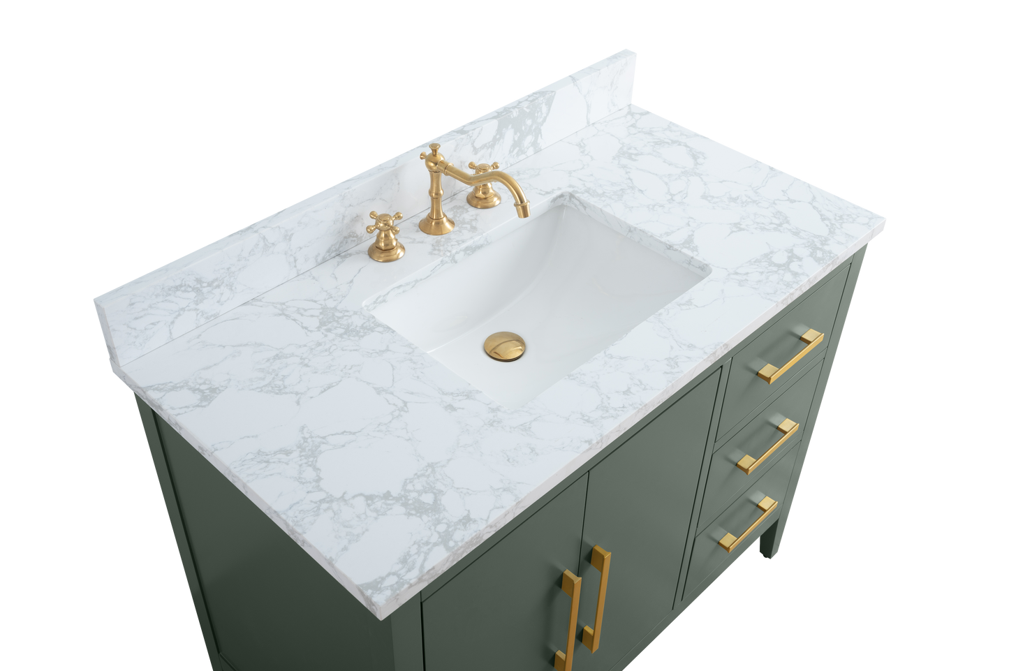 42 Inch Single Sink Bathroom Vanity in Vintage Green with Marble Countertop - Vanity Art VA9042-VG