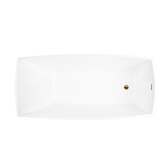 67 Inch Freestanding White Acrylic Bathtub with Overflow And Pop-Up Drain - Vanity Art VA6841-TG