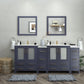 84 Inch Double Sink Bathroom Vanity in Blue with Ceramic Countertop - Vanity Art VA3030-84B