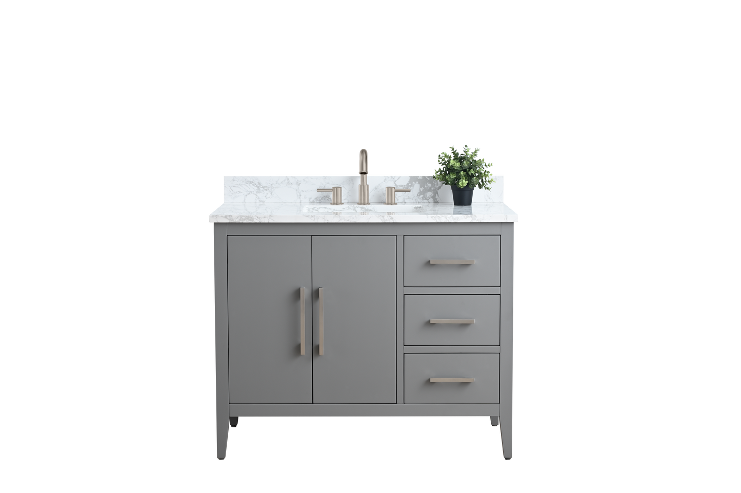 42 Inch Single Sink Bathroom Vanity in Cashmere Gray with Marble Countertop - Vanity Art VA9042-G